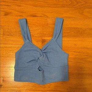 Madewell Blue Knotted Crop Top